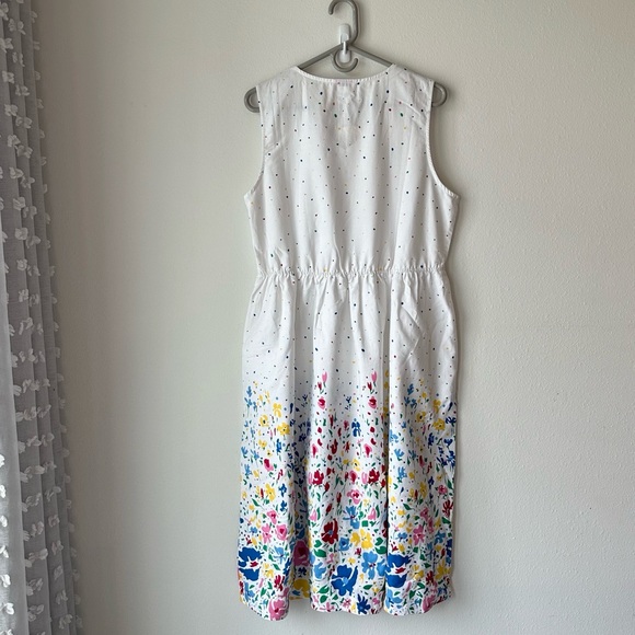 Lanz of Salsburg // Cotton White Long Dress V Neck Sleeveless Floral Size M - Picture 2 of 13